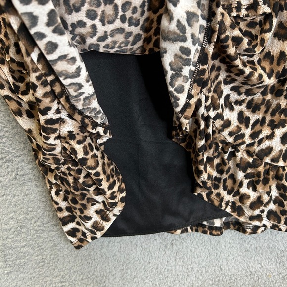Carole Christian Dress Womens Large Cheetah Animal Print Ruffled Vintage USA - Picture 5 of 13